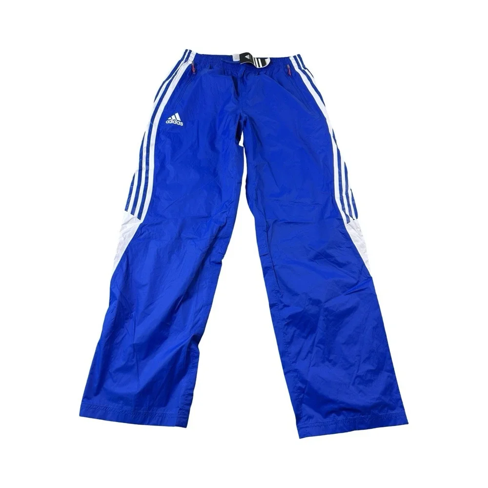 Adidas Blue 3 Striped VTG 2009 Mens Track Pant Zipper Ankle Size L NWT